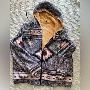 Aztec Pattern Hooded Jacket
